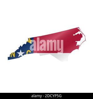 North Carolina state map with waving flag. Alpha channel background ...