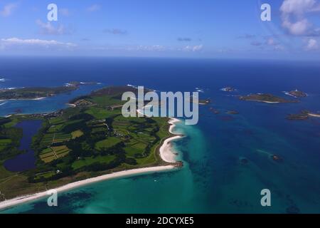 GREAT BRITAIN /Isles of Scilly / St Mary’s /View from plane on to Tresco.