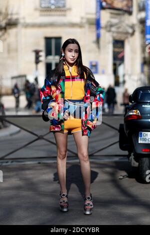 Street style, Rigel Davis arriving at Miu Miu Fall-Winter 2018-2019 ...