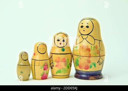 Old vintage Russian babushka isolated on white background. Stock Photo