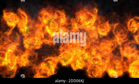 Illustrated background of roiling red and yellow clouds of intense energy and searing heat