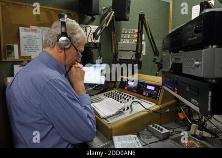 Great Britain / England / Havant / Angel Radio/Radio presenter  in his Morning Show. Stock Photo