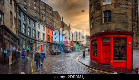 West Bow street in Edinburgh Scotland Stock Photo