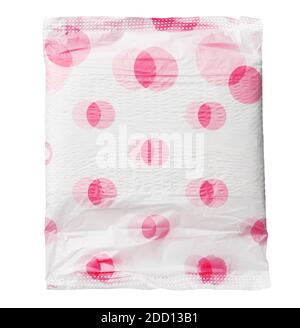 Packed female medical pad isolated on white background Stock Photo