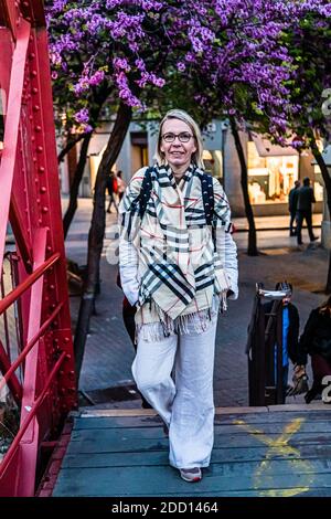 Food Journalist Angela Berg in Girona, Spain Stock Photo