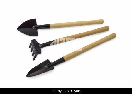 garden tools isolated on white background, studio shot Stock Photo