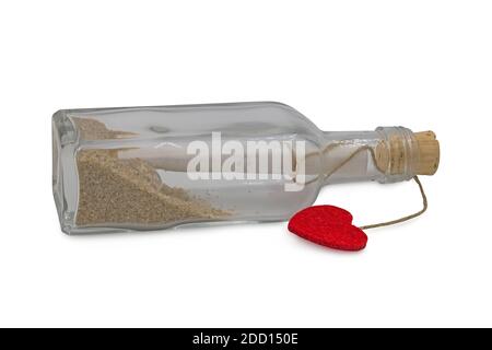 message in the bottle isolated on white background, studio shot Stock Photo