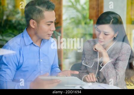 Business meeting in cafe Stock Photo