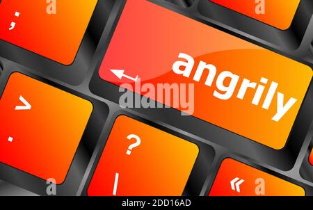 angrily Button on Modern Computer Keyboard key Stock Photo