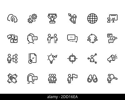 Set of black vector icons, isolated against white background. Flat illustration on a theme Communication and teamwork
