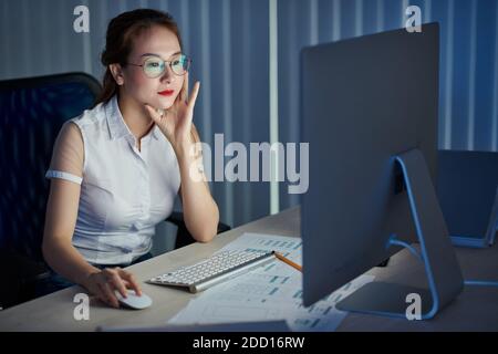 Project manager working at night Stock Photo