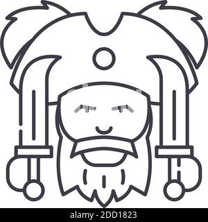 Pirate captain icon, linear isolated illustration, thin line vector, web design sign, outline concept symbol with editable stroke on white background. Stock Vector