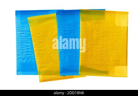 Packed female medical pad isolated on white background Stock Photo