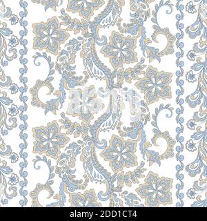 Ffloral seamless pattern in batik style, Vector background Stock Vector