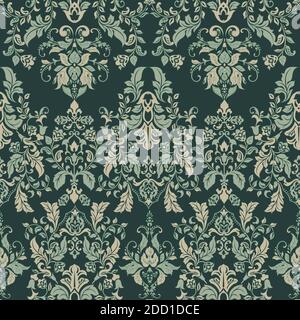 Vector illustration texture for wallpapers, fabric patterns. Baroque Damask seamless floral pattern. Stock Vector