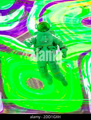 astronaut floating in a psychedelic background, 3d illustration Stock ...