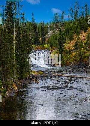 Small waterfall on the Snake river at the border of Grand Teton and Yellowstone National Park, USA Stock Photo