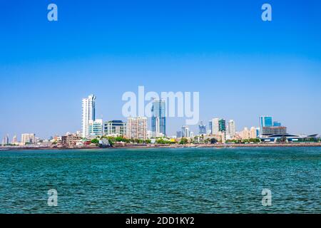 Mumbai city skyline panoramic view from Nariman Point at Marine Drive. Mumbai is a financial capital of India. Stock Photo