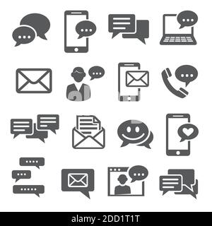 Message icons set on white background Stock Vector