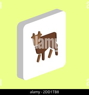 Cow Simple vector icon. Illustration symbol design template for web mobile UI element. Perfect color isometric pictogram on 3d white square. Cow icons Stock Vector
