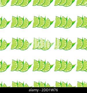 Illustration on theme big colored seamless green lime, bright fruit pattern for seal. Fruit pattern consisting of beautiful seamless repeat lime. Simp Stock Vector