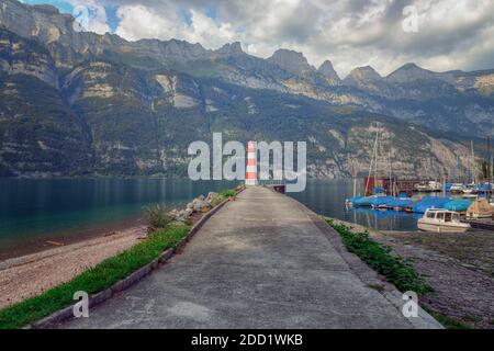 Lake Walen, Quarten, St. Gallen, Switzerland, Europe Stock Photo