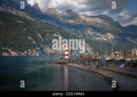 Lake Walen, Quarten, St. Gallen, Switzerland, Europe Stock Photo
