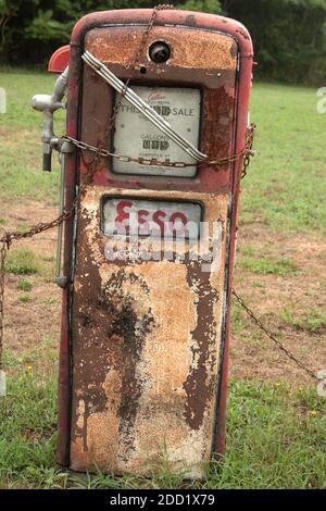 Out of use gas station pumps in U.S.A. Stock Photo