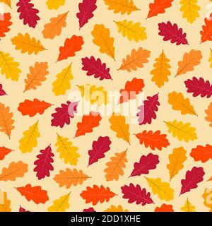 Elegant trendy ditsy foliage texture vector repeating pattern comprising autumn color oak leaves. Fall background design most suitable for wallpaper, Stock Vector
