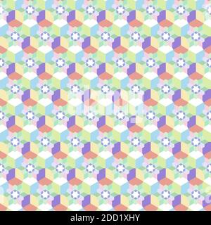 Modern trendy seamless vector geometric pattern design of multicolor hexagons suitable for screen printing and textile. Trendy hexagonal background Stock Vector
