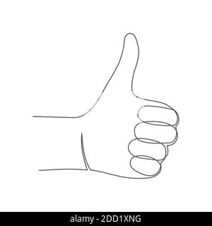 Like One line drawing Vector like in line style on white background Stock Vector