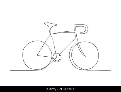 Bicycle One line drawing Vector bicycle in line style on white background Stock Vector