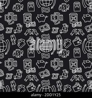 illustration of the finance seamless pattern black and white Stock Vector