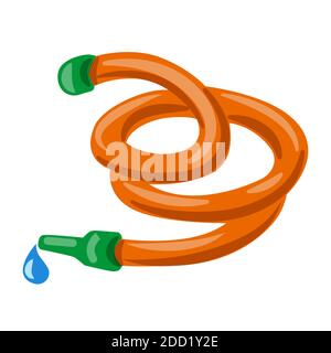 illustration of the orange watering hose on the white background Stock Vector