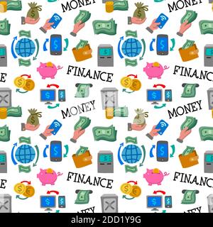 illustration of the business and financial seamless color pattern Stock Vector