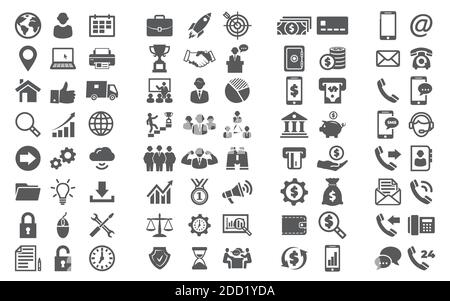 Vector set icons Icons for business finance and contact on white background Stock Vector