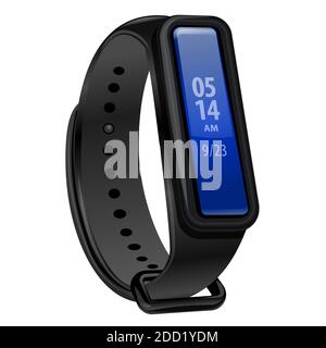 illustration of the black fitness bracelet device on the white background Stock Vector