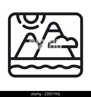 illustration of the mountains and sea landscape nature logo sign Stock Vector