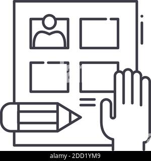 Education curriculum icon, linear isolated illustration, thin line vector, web design sign, outline concept symbol with editable stroke on white Stock Vector