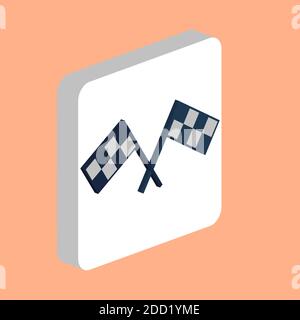 Racing flag Simple vector icon. Illustration symbol design template for web mobile UI element. Perfect color isometric pictogram on 3d white square. R Stock Vector