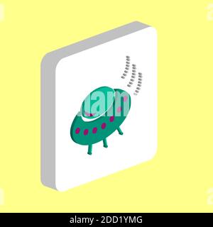 UFO Simple vector icon. Illustration symbol design template for web mobile UI element. Perfect color isometric pictogram on 3d white square. UFO icons Stock Vector