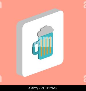 Beer mug Simple vector icon. Illustration symbol design template for web mobile UI element. Perfect color isometric pictogram on 3d white square. Beer Stock Vector