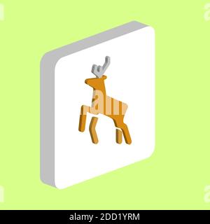 Deer Simple vector icon. Illustration symbol design template for web mobile UI element. Perfect color isometric pictogram on 3d white square. Deer ico Stock Vector