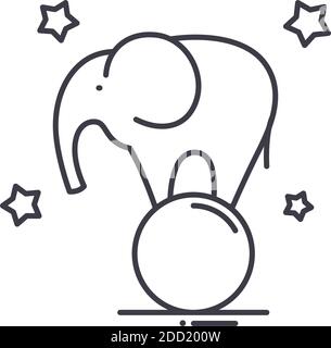 Elephant show icon, linear isolated illustration, thin line vector, web design sign, outline concept symbol with editable stroke on white background. Stock Vector