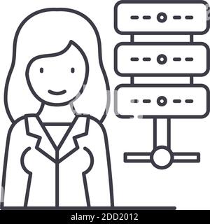 Employee database icon, linear isolated illustration, thin line vector, web design sign, outline concept symbol with editable stroke on white Stock Vector