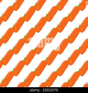 Illustration on theme of bright pattern yellow carrot, vegetable root for seal. Vegetable pattern consisting of beautiful carrot, many plant root. Sim Stock Vector