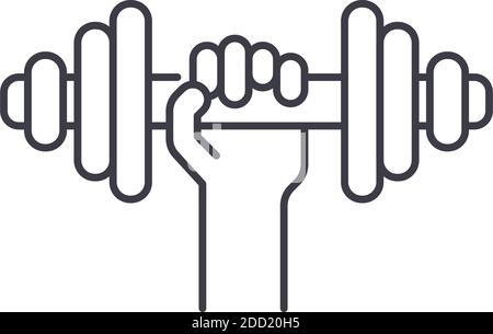Dumbbells icon, linear isolated illustration, thin line vector, web design sign, outline concept symbol with editable stroke on white background. Stock Vector