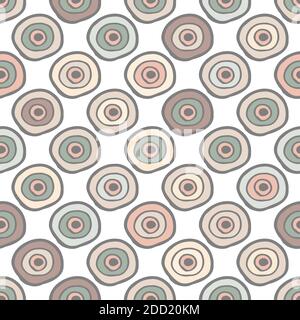 Seamless pattern with neutral colored hand drawn doodle circles on white Stock Vector
