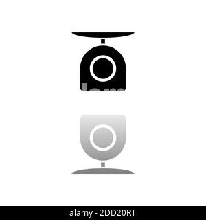 Weight scale. Black symbol on white background. Simple illustration. Flat Vector Icon. Mirror Reflection Shadow. Can be used in logo, web, mobile and Stock Vector