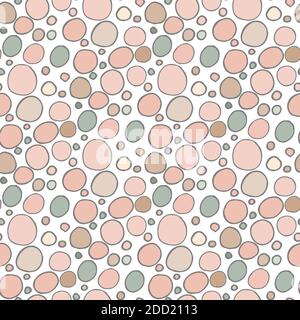Seamless pattern with neutral colored hand drawn doodle circles on white Stock Vector